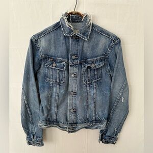 Rare Polo Ralph Lauren Paint Splattered Distressed Denim Jacket XS like new